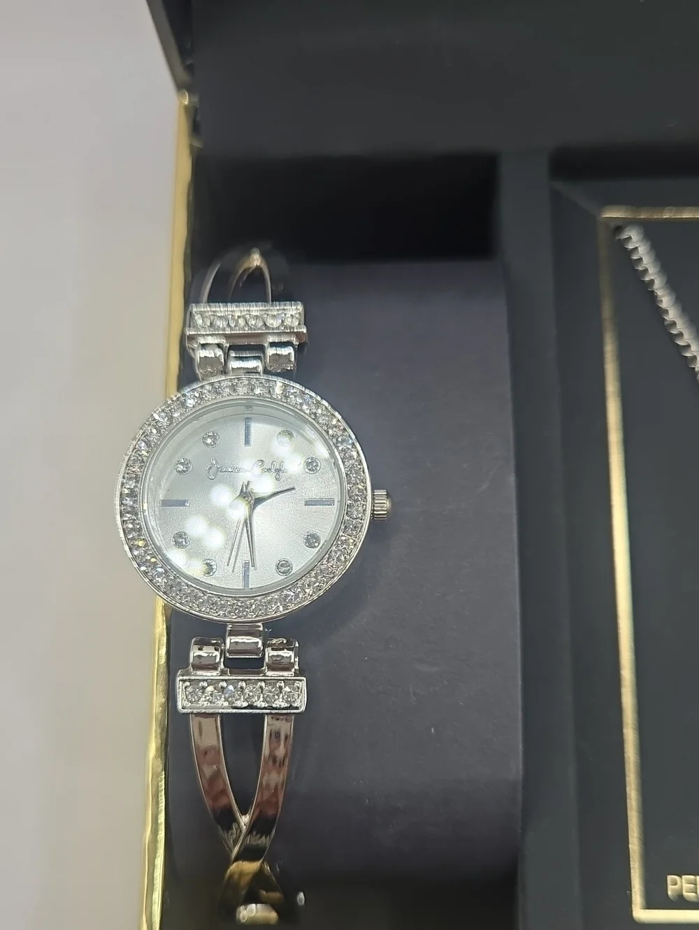 NEW Jessica Carlyle Silver-Tone Watch & Cross Necklace Jewelry Set